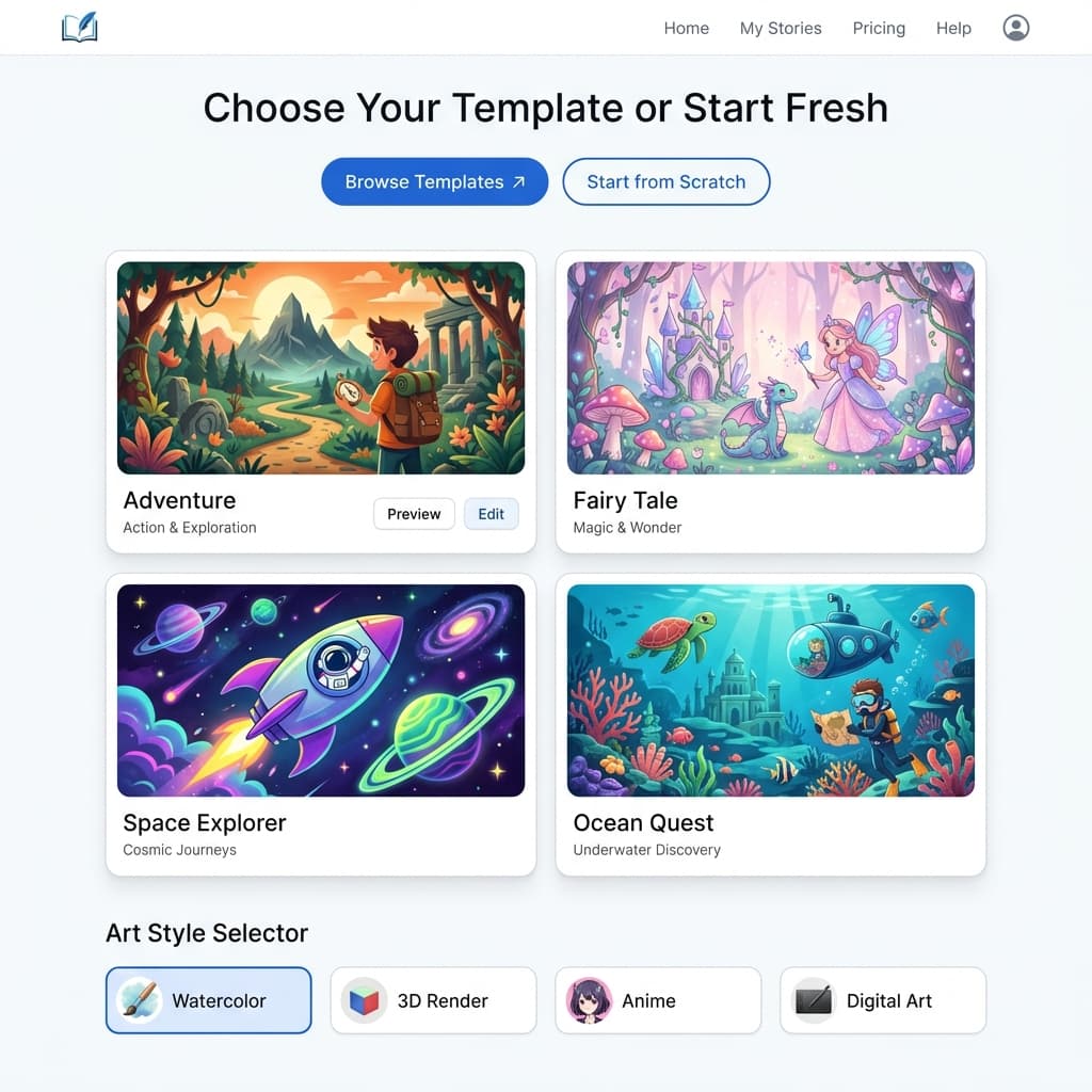 Choose Your Template or Start Fresh screenshot